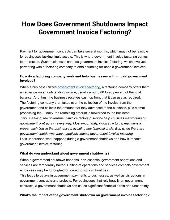 how does government shutdowns impact government
