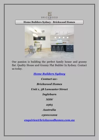 Home Builders Sydney - Brickwood Homes
