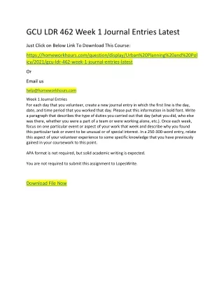 gcu ldr 462 week 1 journal entries latest