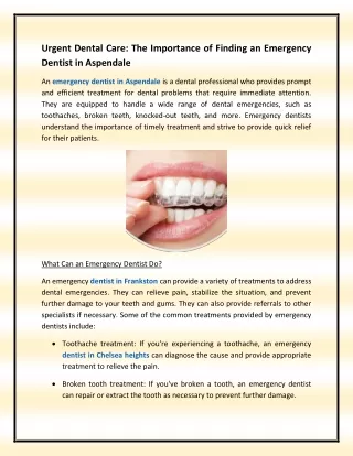Urgent Dental Care The Importance of Finding an Emergency Dentist in Aspendale