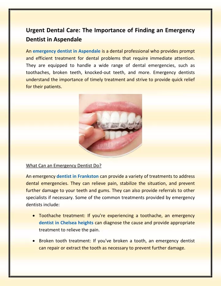 urgent dental care the importance of finding