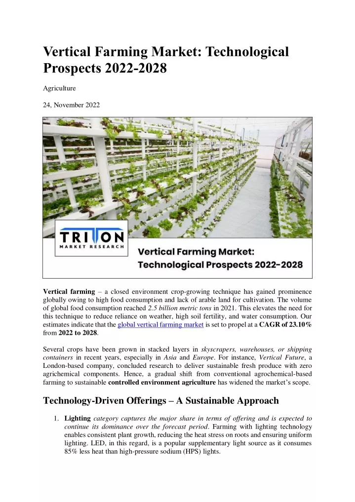 vertical farming market technological prospects