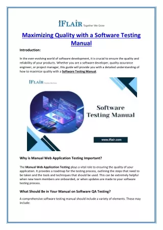 maximizing quality with a software testing manual