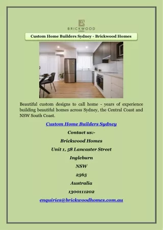 Custom Home Builders Sydney - Brickwood Homes