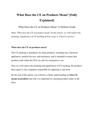 what does the ce on products mean fully