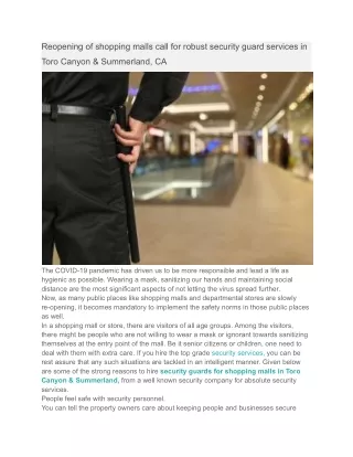 reopening of shopping malls call for robust