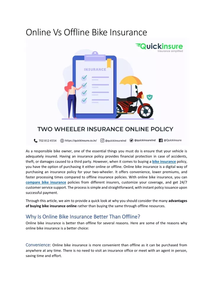 online vs offline bike insurance