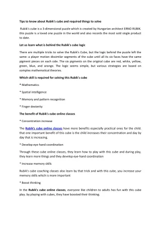 tips to know about rubik s cube and required