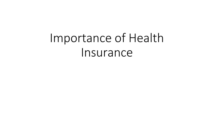 importance of health insurance