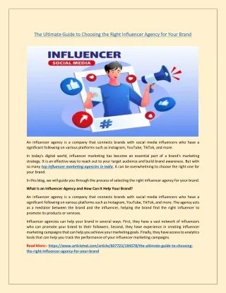 The Ultimate Guide to Choosing the Right Influencer Agency for Your Brand