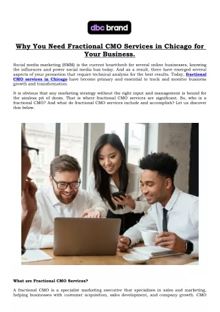 Why You Need Fractional CMO Services in Chicago for Your Business.