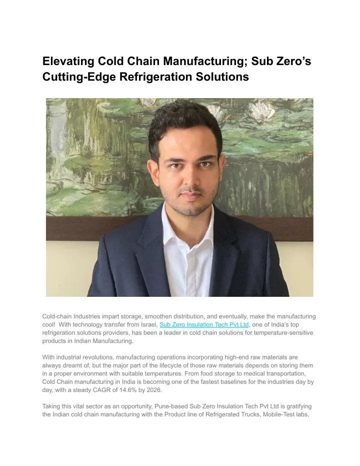 elevating cold chain manufacturing sub zero