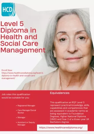 Level 5 Diploma in Health and Social Care Management