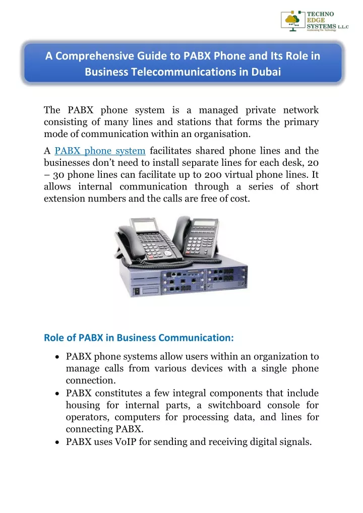 a comprehensive guide to pabx phone and its role