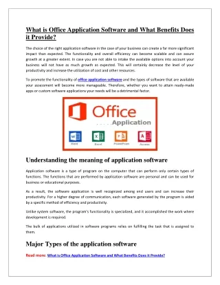 What is Office Application Software and What Benefits Does it Provide