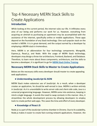 Top 4 Necessary MERN Stack Skills to Create Applications