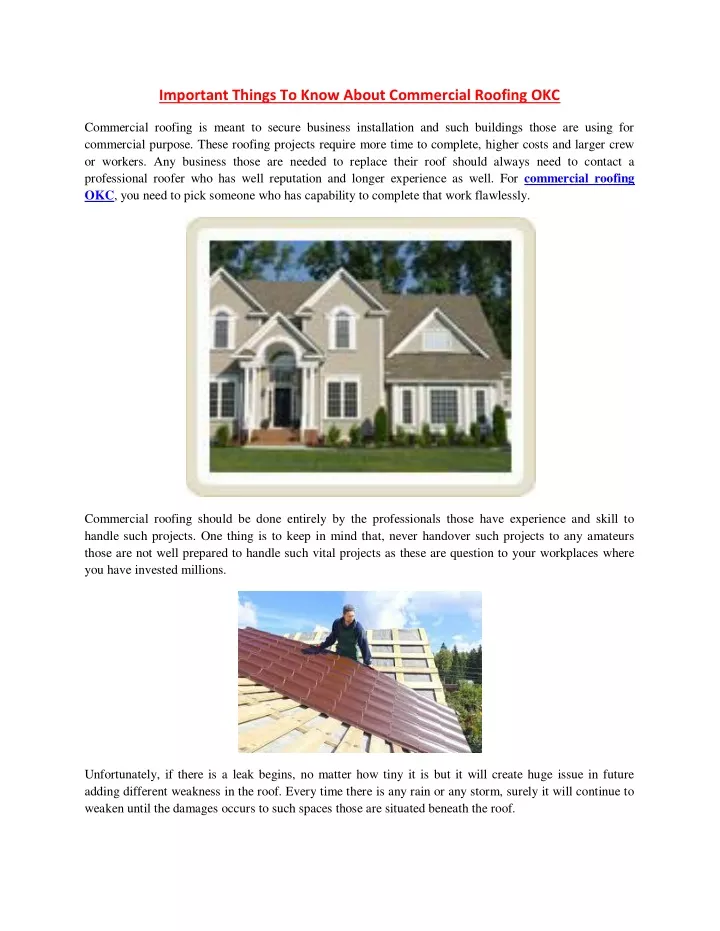 important things to know about commercial roofing