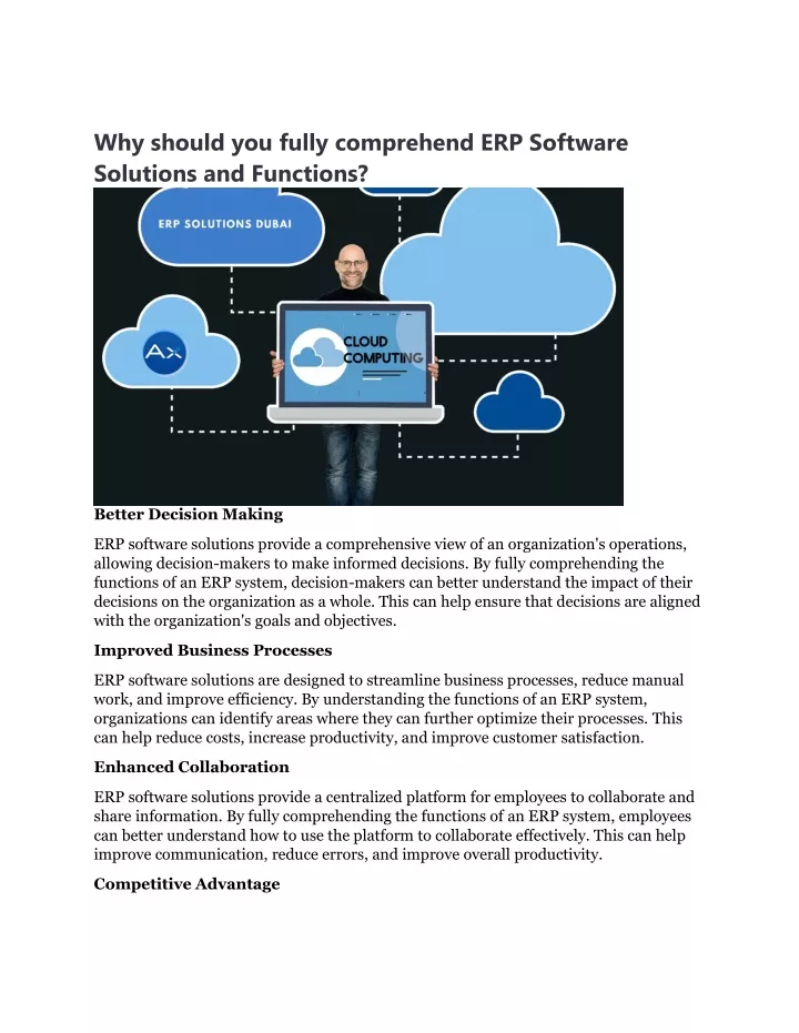 why should you fully comprehend erp software