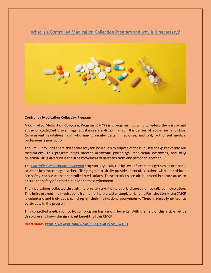 what is a controlled medication collection