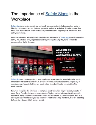 the importance of safety signs in the workplace