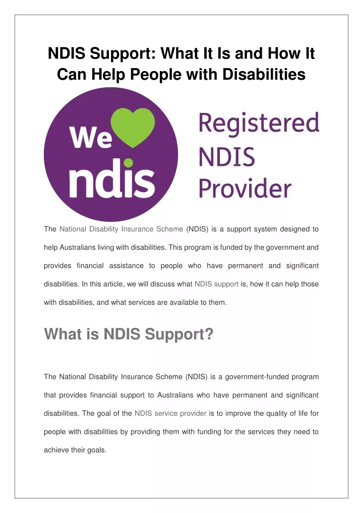 ndis support what it is and how it can help