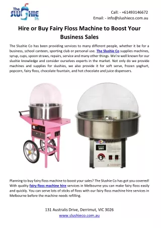 Hire or Buy Fairy Floss Machine to Boost Your Business Sales