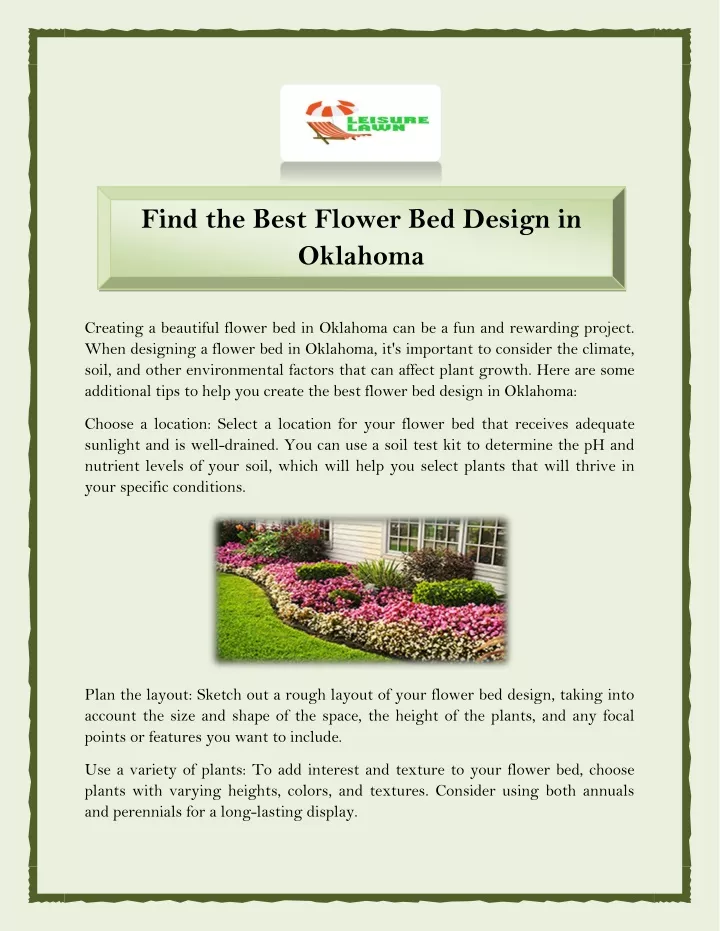 find the best flower bed design in oklahoma