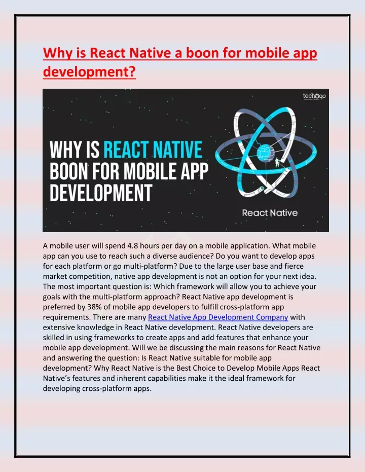 why is react native a boon for mobile