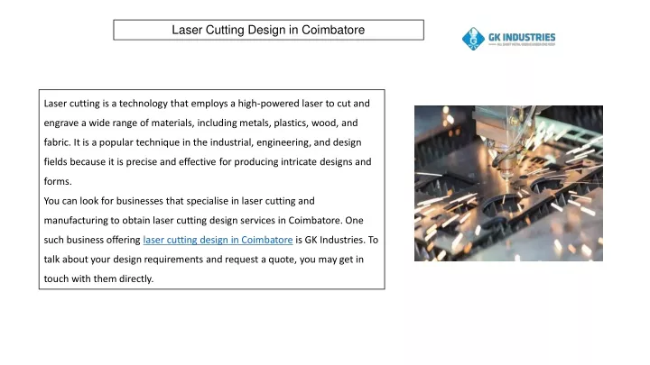 laser cutting design in coimbatore