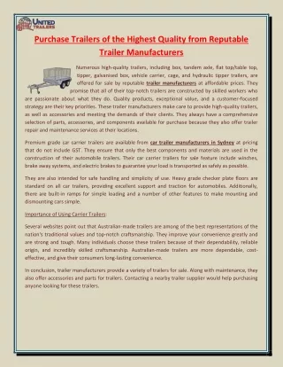 purchase trailers of the highest quality from
