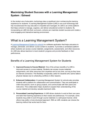 Maximizing Student Success with a Learning Management System For Schools