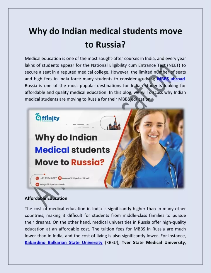 why do indian medical students move to russia