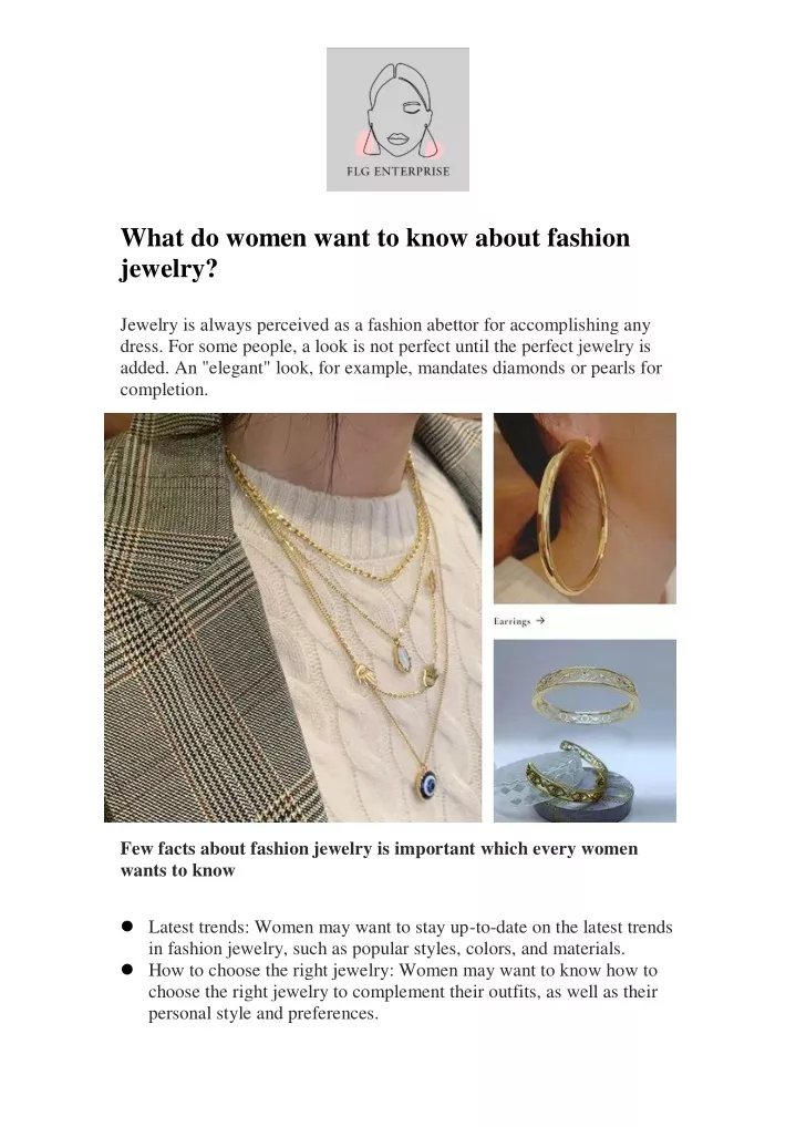 what do women want to know about fashion jewelry