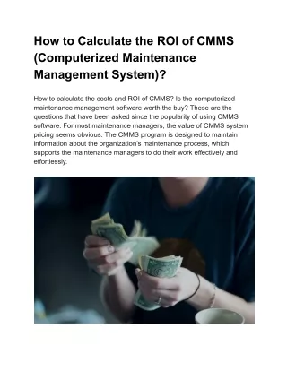 How to Calculate the ROI of CMMS (Computerized Maintenance Management System)?