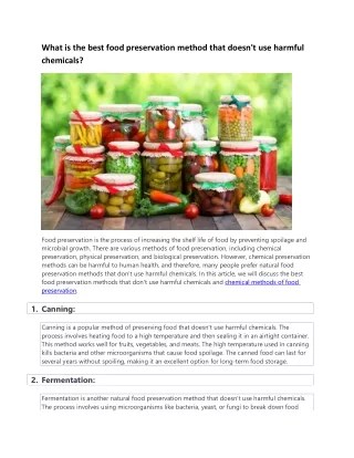 what is the best food preservation method that