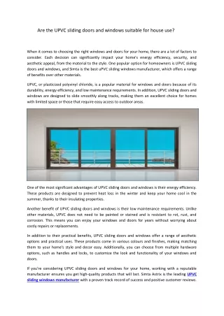 are the upvc sliding doors and windows suitable