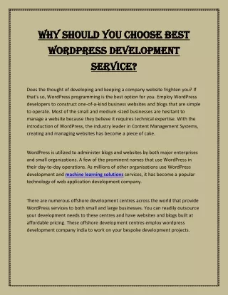 Why Should You Choose Best WordPress Development Service