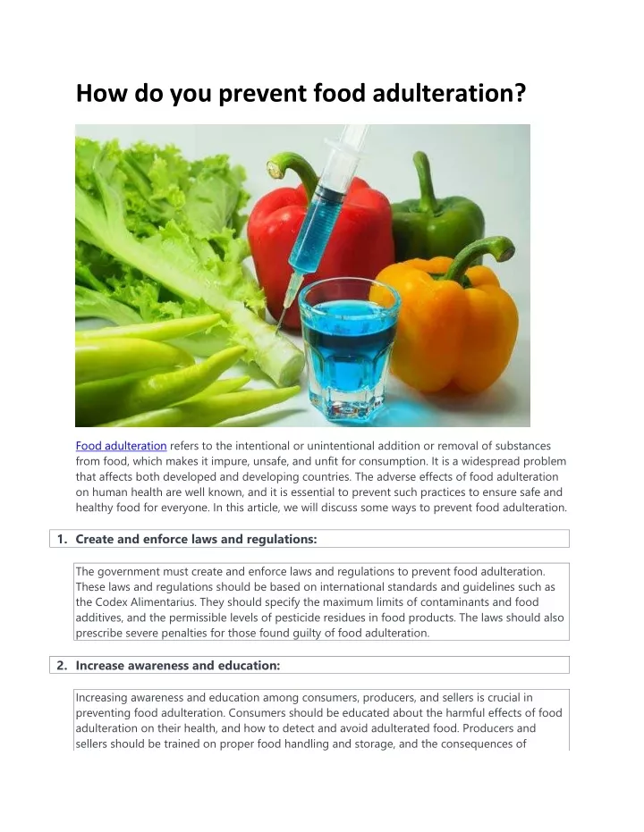 how do you prevent food adulteration