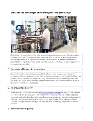 what are the advantages of technology in food