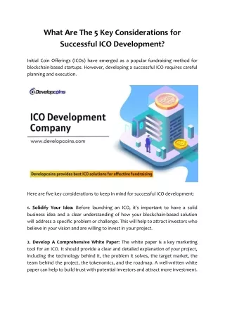 What Are The 5 Key Considerations for Successful ICO Development