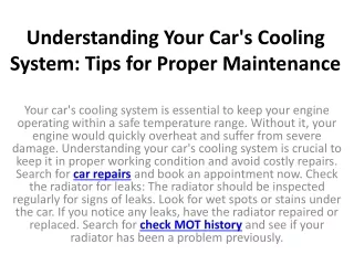understanding your car s cooling system tips for proper maintenance