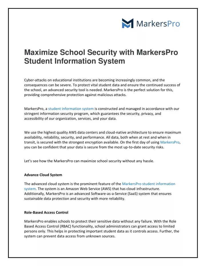 maximize school security with markerspro student