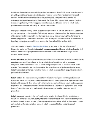 cobalt metal powder is an essential ingredient