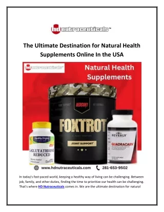 The Ultimate Destination for Natural Health Supplements Online In the USA