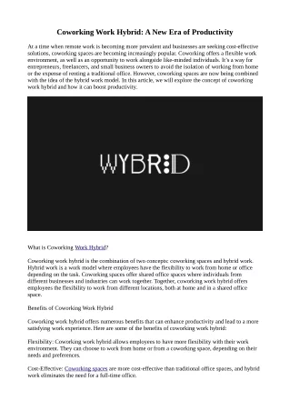 coworking work hybrid a new era of productivity