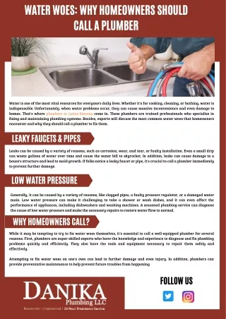 Water Woes: Why Homeowners Should Call A Plumber
