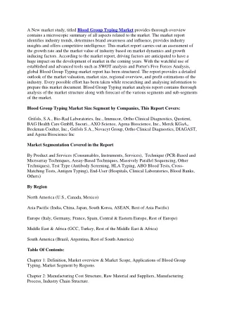 a new market study titled blood group typing