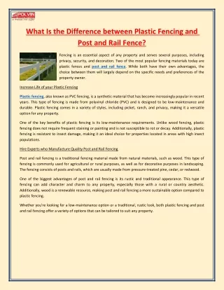 what is the difference between plastic fencing