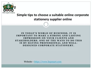 Simple tips to choose a suitable online corporate stationery supplier online pdf