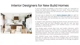 Interior Designers for New Build Homes